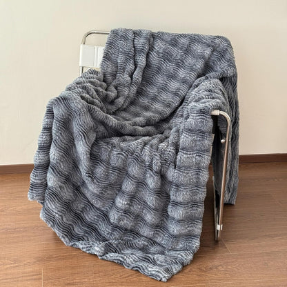 Textured Faux Fur Throw Blanket for Couch, Fuzzy Soft Plush Thick Bubble Blanket for Sofa Bedroom Living Room, 60 * 80 Inches
