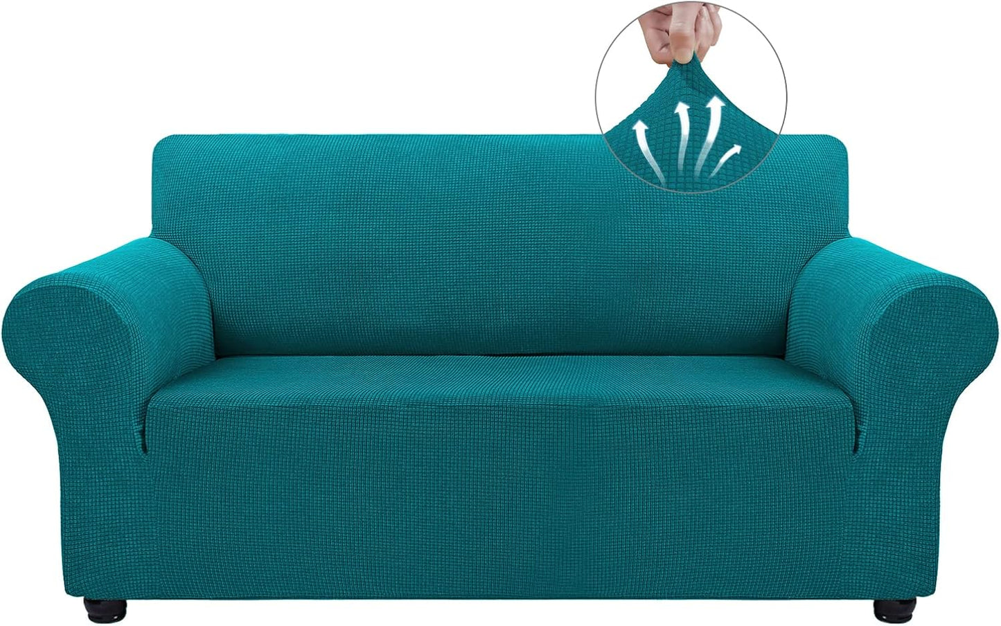 Couch Covers for 3 Cushion Couch Sofa Pet Friendly, 3 Seater Sofa Cover Washable Slipcovers Protector Furniture Covers for Dogs Spandex Jacquard Fabric Small Checks（Large，Black）