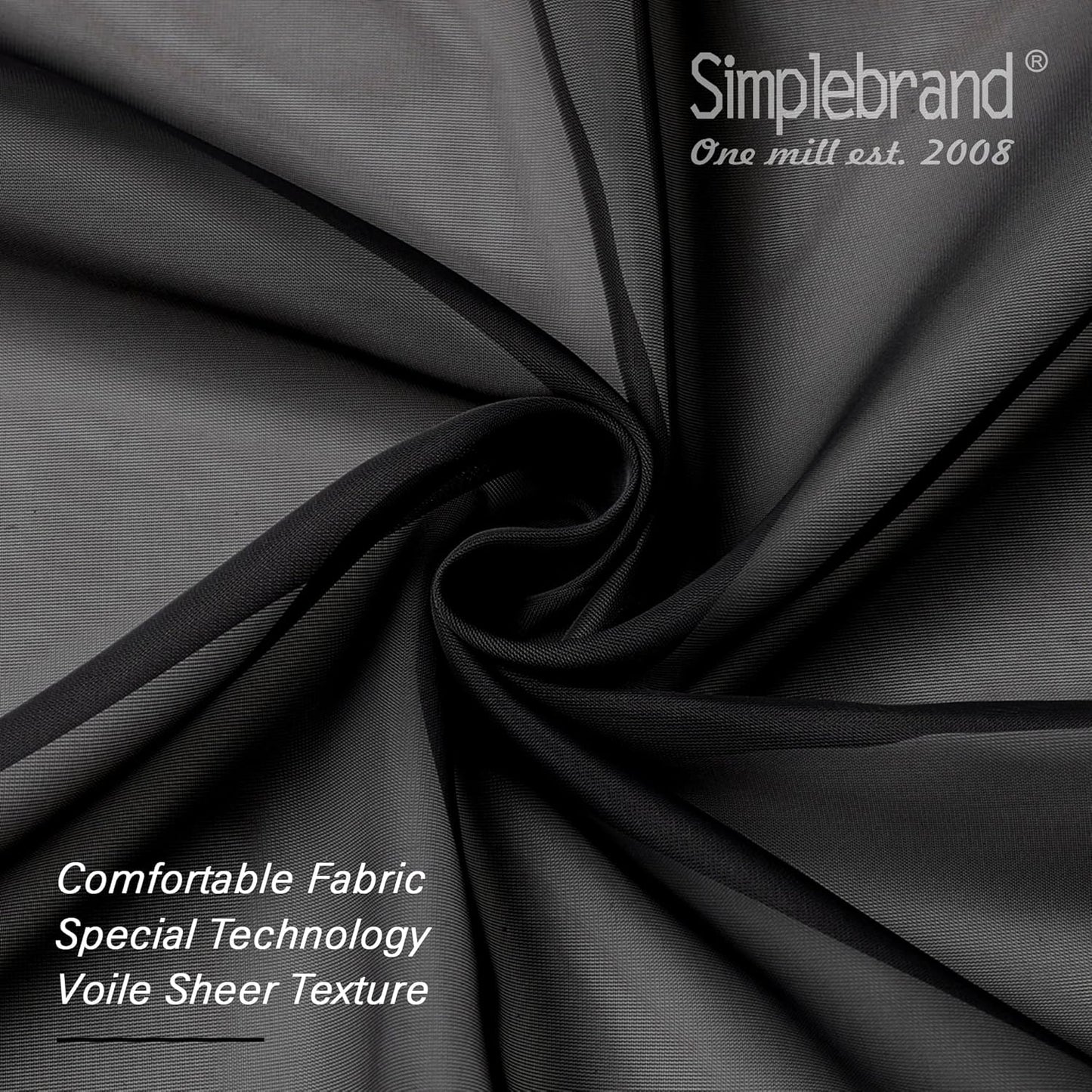Black Sheer Curtains 63 Inch Length 2 Panels, Rod Pocket Solid Color Window Sheer Curtain Panels, Elegant Curtains & Drapes for Living Room, Bedroom 2 Panels (Black, 42" W x 63" L)