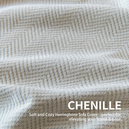 Couch Covers for Dogs 3 Cushion, Loveseat Slipcovers Washable, Pet L Shape Sectional Protector, Boho Sofa Blanket Cover, Herringbone Chenille, Cream, 71"x118"