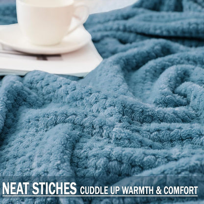 Fleece Throw Blanket Extra Large, Super Soft and Warm Blankets for Couch, Sofa and Bed Waffle Textured, Cozy, Fuzzy and Lightweight (Slate Blue, 50x70 Inches)