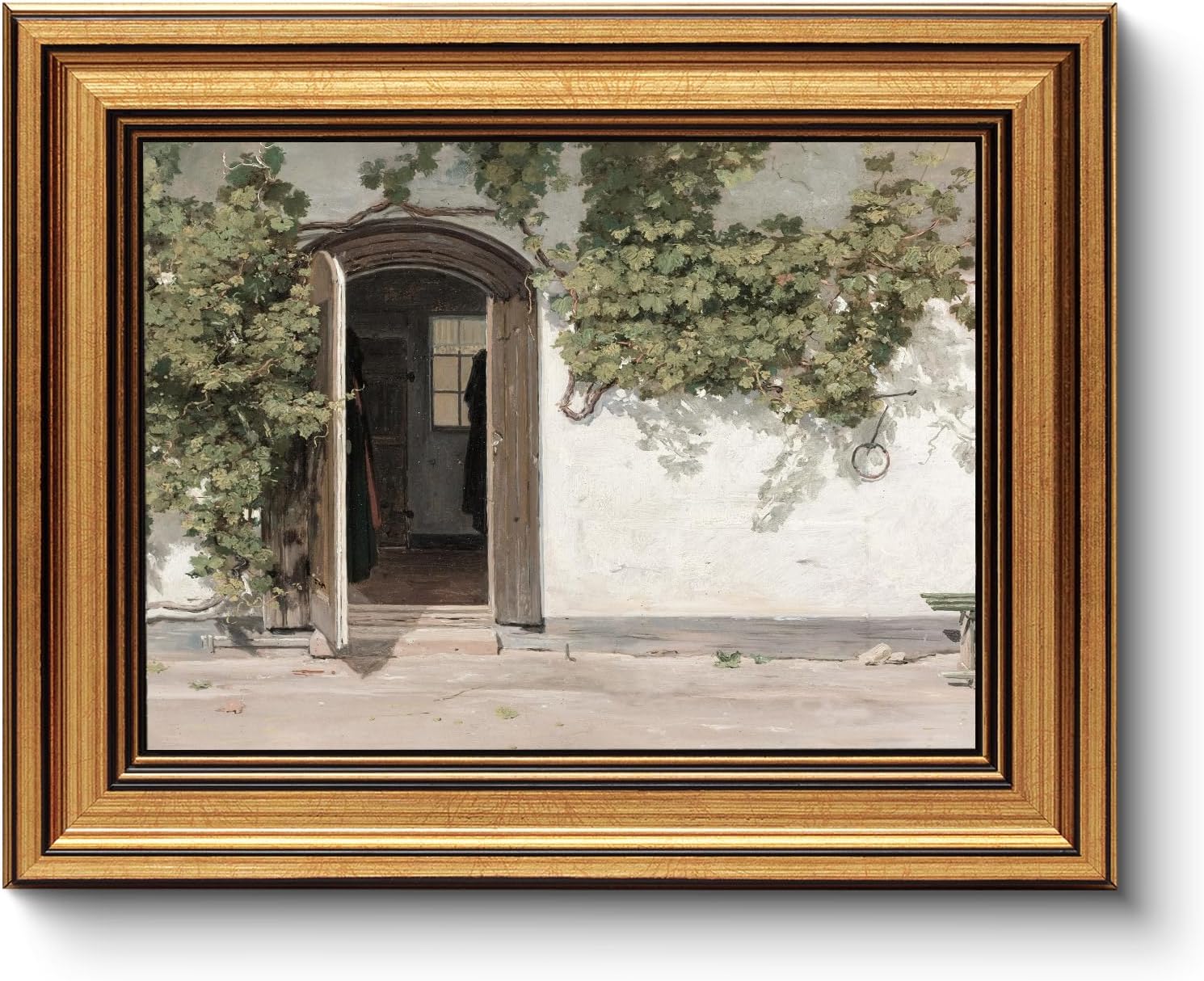 Gold Framed Vintage Wall Art for Living Room, Flowers Painting Canvas Prints Shelf Decor for Kitchen, Aesthetic Bedroom Wall Art, Christmas Gifts for Friends or Family (White Hydrangea 8"x10")