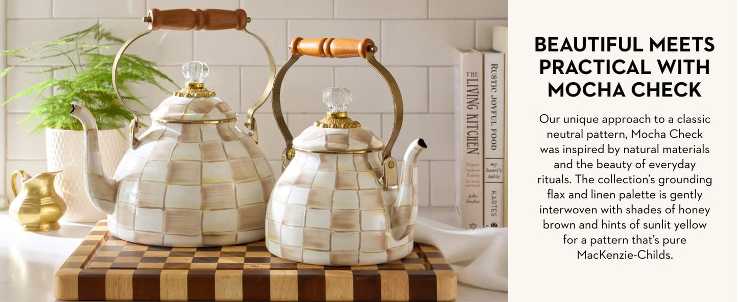 Enamel Pedestal Serving Platter, Decorative Serving Dish for Food, Mini, Black-and-White Courtly Check