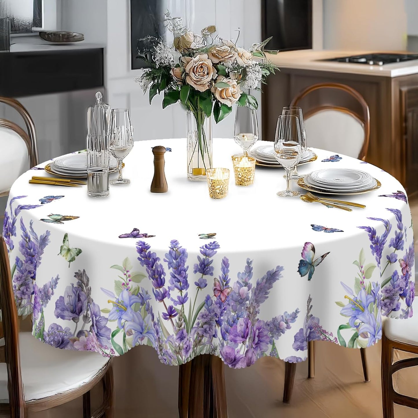 Bohemia Round Tablecloth,Tablecloth Waterproof and Wrinkle-Free, Boho Table Covers, Summer Decorations for Home 60inch