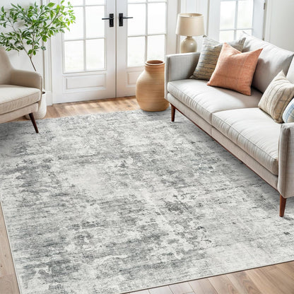 Soalmost Washable Area Rug 8x10, Large Soft Rugs for Living Room Vintage Beige Carpet 8x10 Area Rugs for Bedroom Dining Room Non-Slip Stain Resistant Under Table Rug