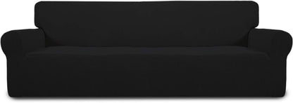 Stretch Sofa Slipcover 1-Piece Sofa Cover Furniture Protector Couch Soft with Elastic Bottom for Kids, Polyester Spandex Jacquard Fabric Small Checks (Sofa, Dark Gray)