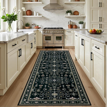 5x7 Area Rugs Living Room Rug: Washable Vintage Boho Rug No Slip Stain Resistant Soft Carpet Indoor Floor Floral Large Carpets for Bedroom Dining Room Farmhouse Nursery Hallway Home Office Beige