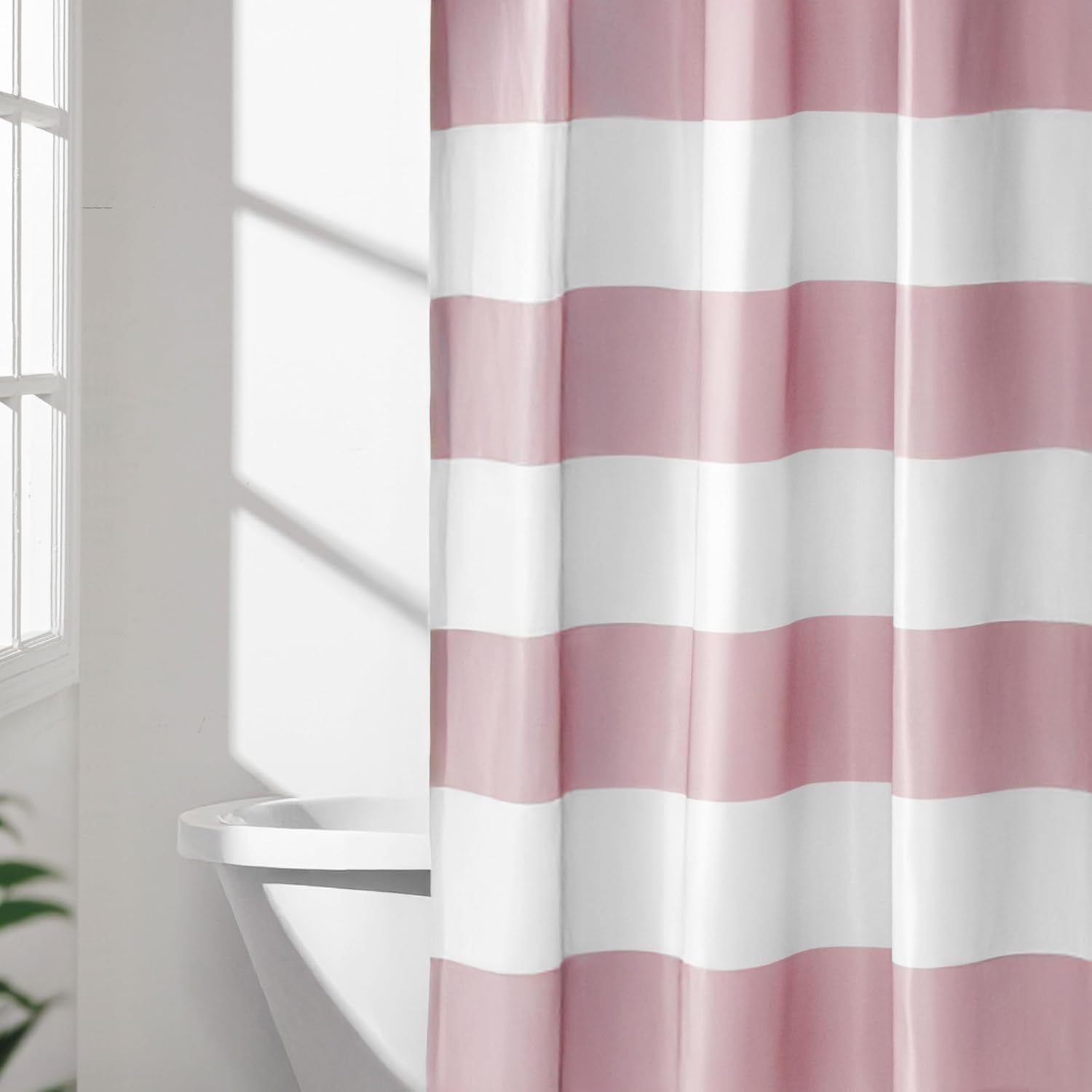 Bathroom Shower Curtain, Water Resistant Fabric with Rust Proof Grommets & Hooks, Weighted Hem, Machine Washable, 72"x72", Light Brown, Beige