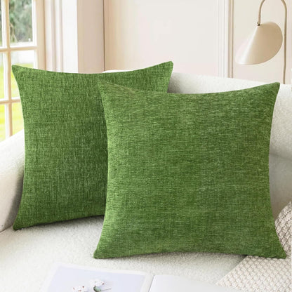 CaliTime Throw Pillow Covers Decorative 18 X 18 Inches Pack of 2 Cozy Chenille Cushion Cases for Couch Sofa Bed Living Room Home Navy Blue