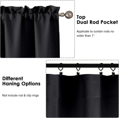 Black Curtains 63 Inch Length 2 Panels Set for Living Room Bedroom, Light Filtering Faux Linen Textured Soft Window Curtain, Airy Soft Rod Pocket cortinas para cuarto, 40Wx63L Inches, 2 Pcs