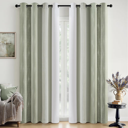Ombre 100% Blackout Curtains, Navy Blue and Greyish White Full Room Darkening Thermal Insulated 84 Inches Long Drapes for Bedroom/Living Room Grommet Window Treatments Modern 52Wx84L, Set of 2