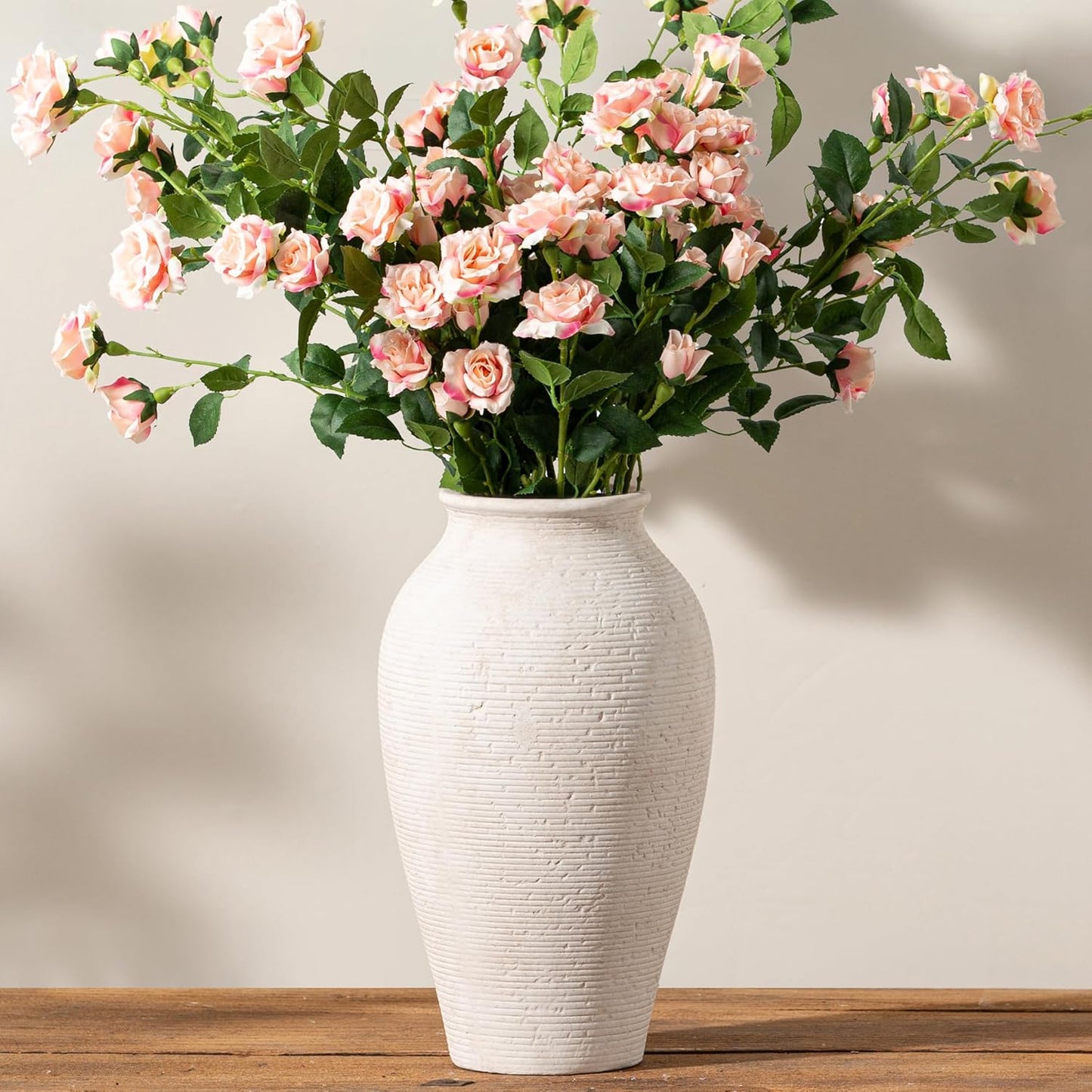 Ceramic Flower Vase Home Decor - Small Farmhouse Table Vases Rustic Vintage Living Room Kitchen Bedroom Decorations for House Book Shelf Office Coffee Desk Dining Fireplace (6" Retro)