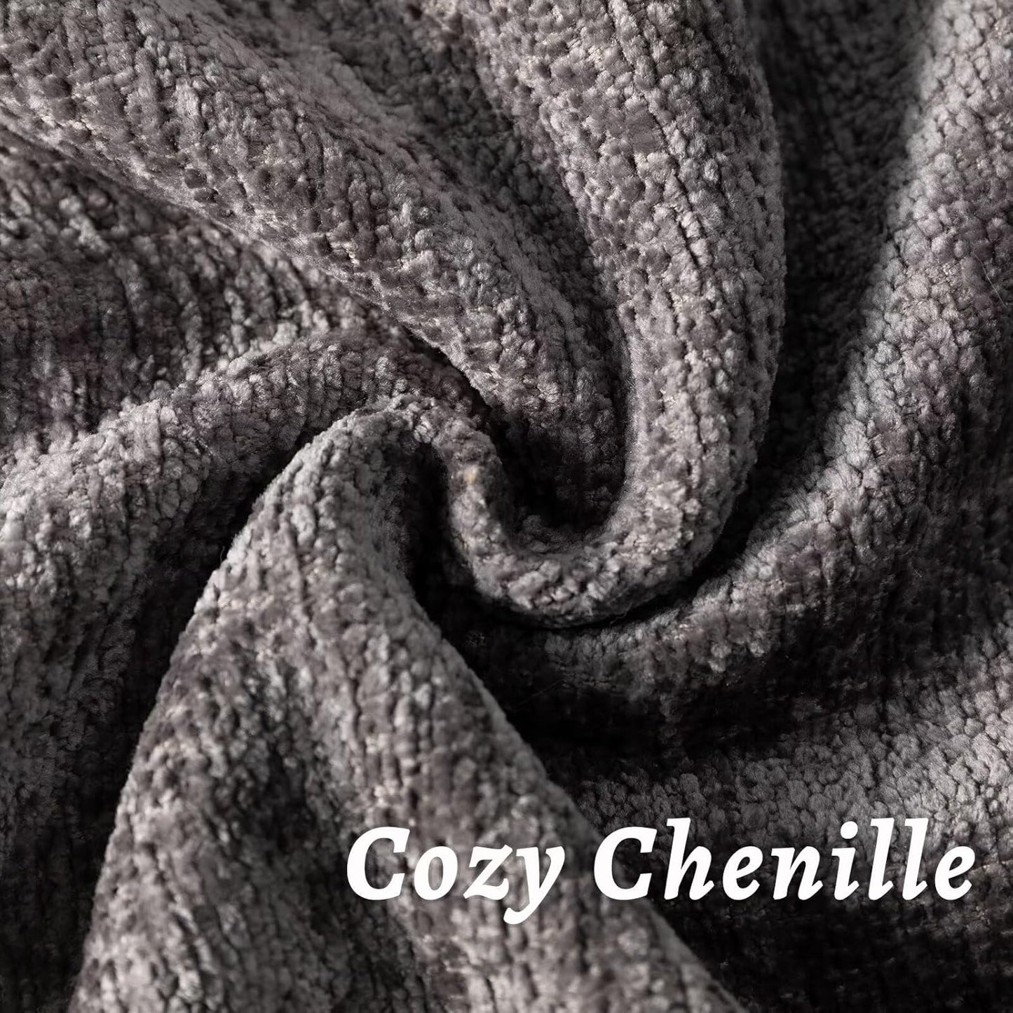 Grey Decorative Throw Pillow Covers 18x18 Inch Set of 2 Cozy Soild Chenille Cushion Cases Soft Textured Square Couch Pillows Cover Boho Accent Farmhouse Pillowcases for Sofa Bed